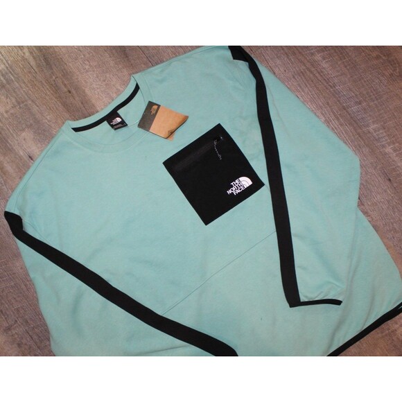 The North Face Men's Tech Crew Neck Sweatshirt Shady GREEN BLACK NWT SZ XL - Picture 1 of 5